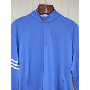 Adidas Pullover Mens‎ Medium Blue Quarter Zip Climalite Golf 3 Stripe Shirt